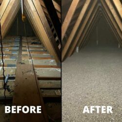 Before & After Cellulose Insulation Installation In An Attic