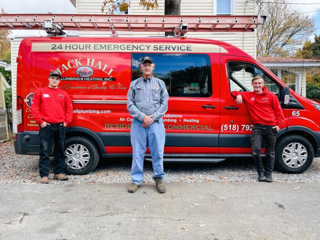 Jack Hall and techs in front of van