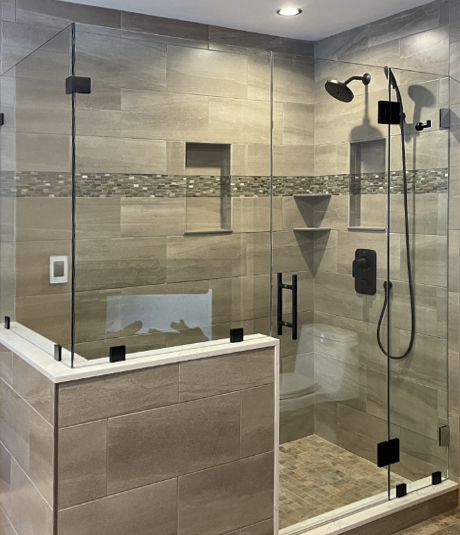 Standing shower - Modern - Bathroom - Houston - by MHS CONSTRUCTION &  DESIGN LLC